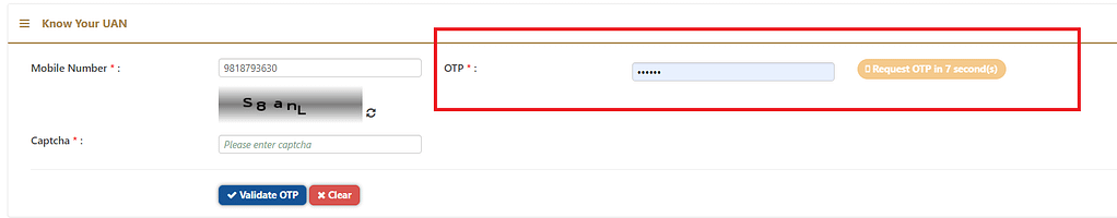 know UAN number through registered mobile number