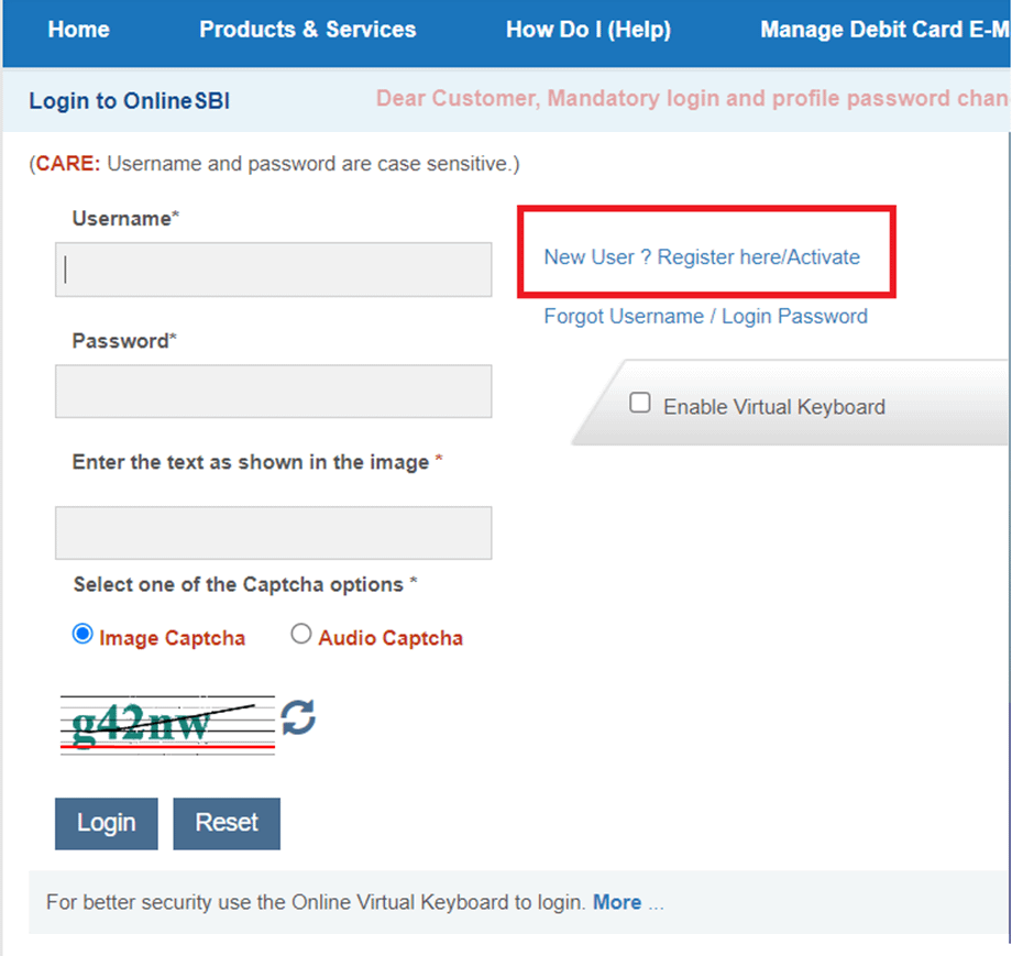 SBI Net Banking Activation Process