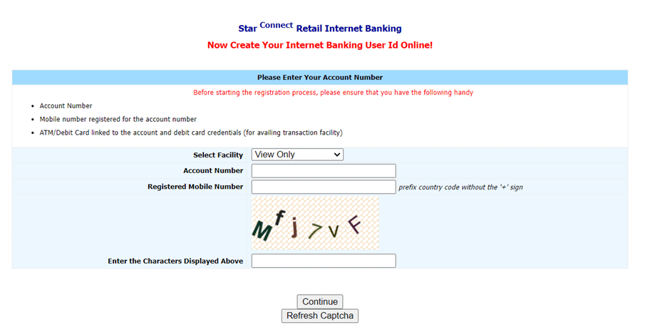 Register of Net banking in Bank of India