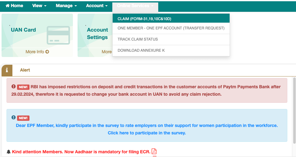 EPF Claim online